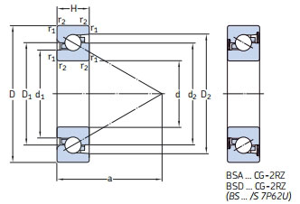 角接触球轴承，品牌：SKF，尺寸图1