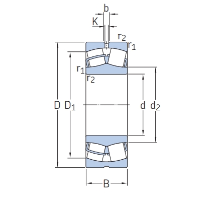 调心滚子轴承，品牌：SKF，尺寸图1